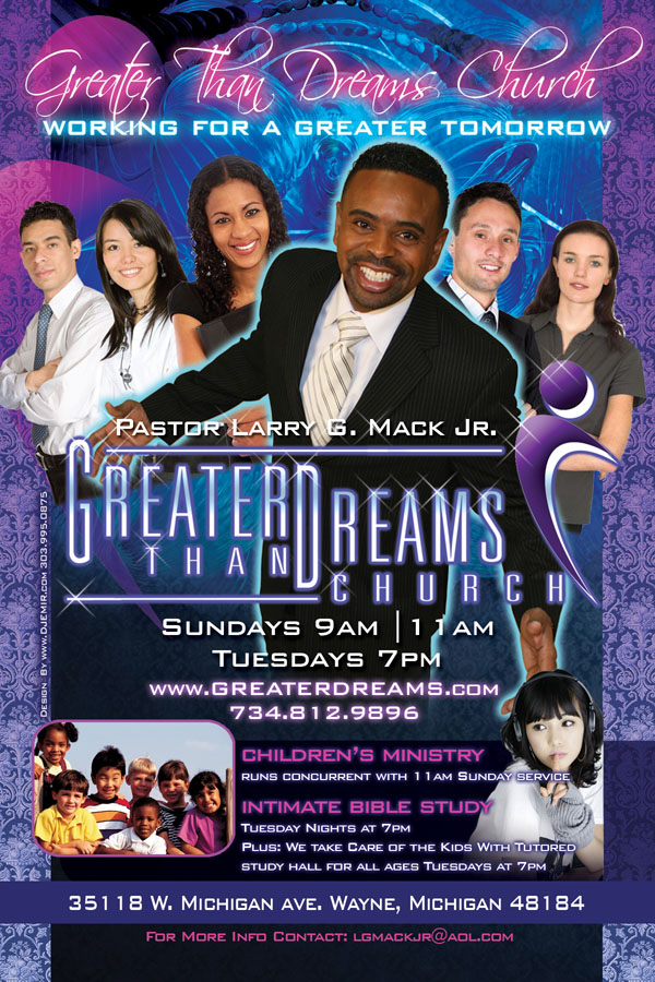 Greater Than Dreams Church Flyer Brochure Design And Poster Back