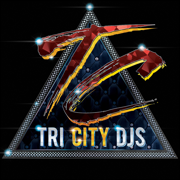 TriCityDJs Logo Design RED and Gold TC on Blue Quilted Leather Triangular Technics Platter Edition