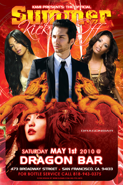 Flyer design for Kami Dragon Bar San Francisco