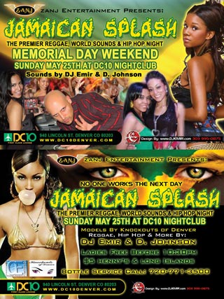 Jamaican Splash Flyer Design DC10 Nightclub Denver CO