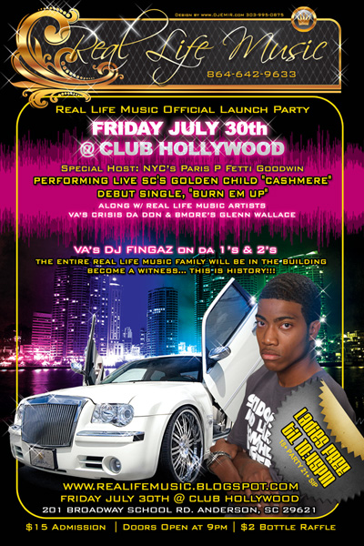Real Life Music Launch party Flyer for Club Hollywood Flyer Design Front